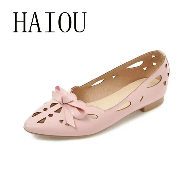 Haiou Для женщин летние открытые Туфли без каблуков Slip-на галстук Обувь |