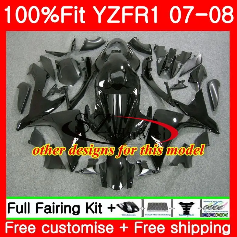 Впрыска боди для YAMAHA YZF R1 1000 R 1 07 08 64SH18 YZF1000 YZFR1 Топ Синий Черный 2007 2008 обтекатель|body