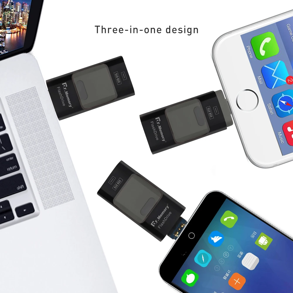OTG USB флеш накопитель для Iphone 6 7 8 Plus Android мобильный телефон флэш 64 ГБ IOS планшетный