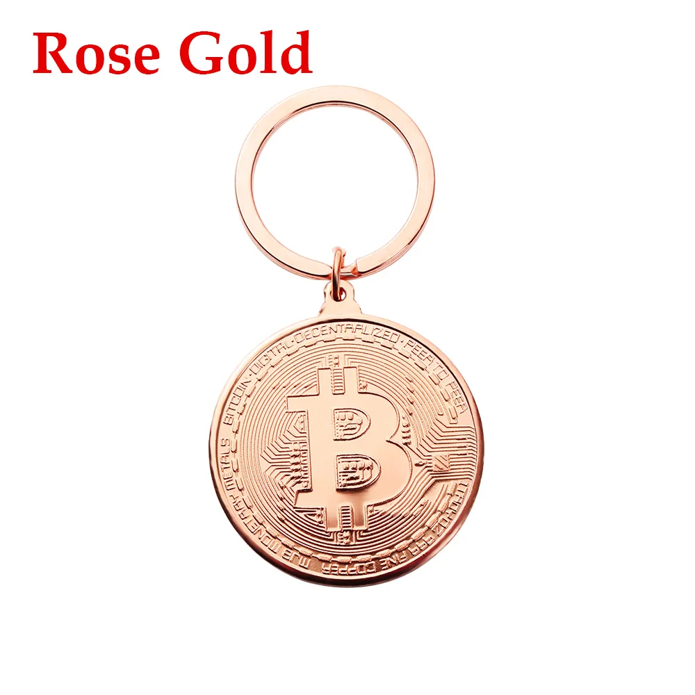 rose gold 1 шт. Ретро Биткоин брелок для монет Брелоки ювелирные изделия памятные коллекторы друзья подарки аксессуары для ключей брелок для портфеля - Цвет: rose gold