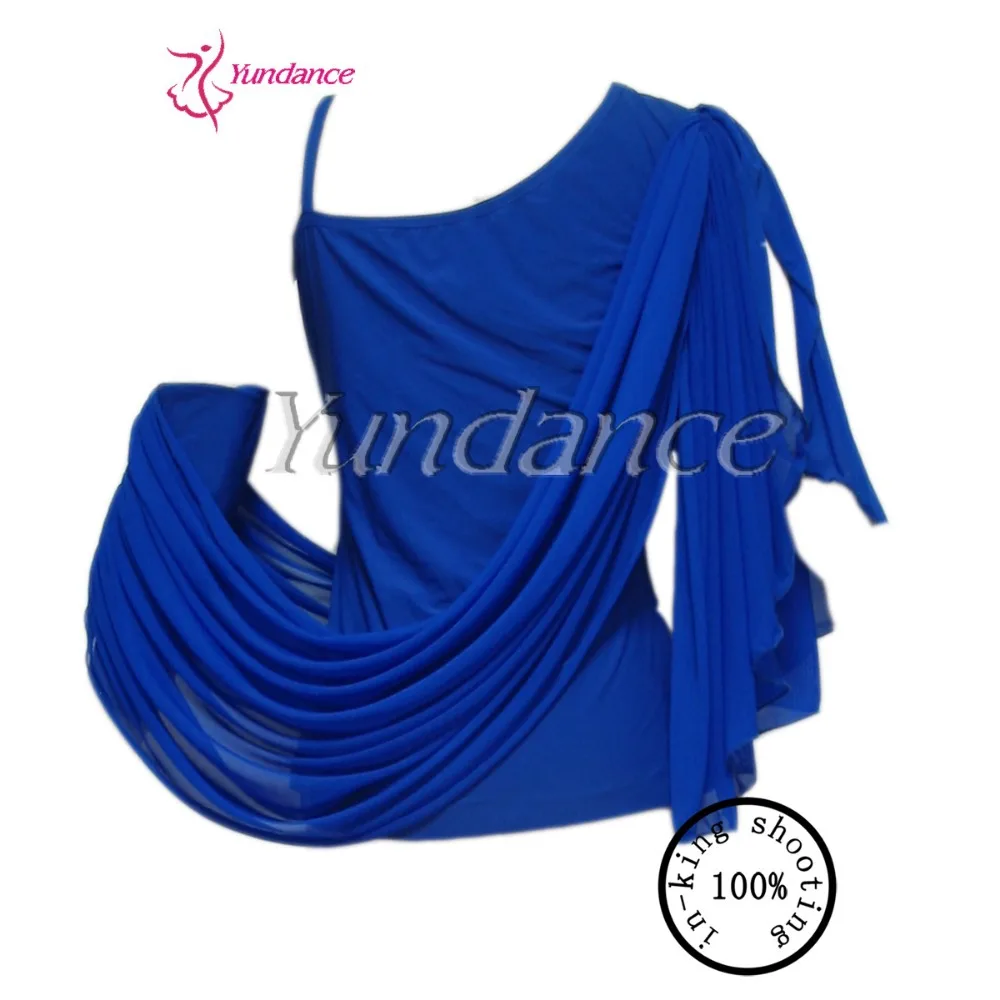 

T-121 Blue Half Long Sleeves Practice Dance Tops 2016