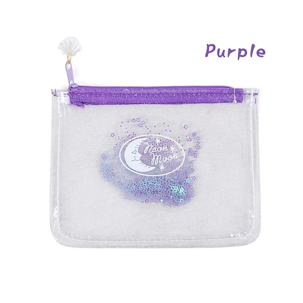purple Блестящий прозрачный ПВХ Желейный мешок блестки Конверт Кошелек оболочка клатч на молнии портмоне - Цвет: purple