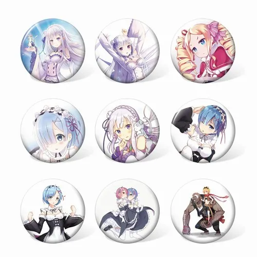 Брошь на булавке 9 шт./лот Re:zero Kara Hajimeru Isekai Seikatsu брошь Re Life In a другой мир от zero Ram Rem