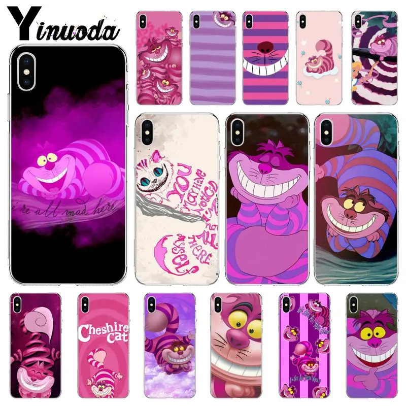 Yinuoda Чеширский кот мы все в фиолетовом и розовом DIY чехол для телефона для Apple iPhone 8 7 6 6S Plus X XS MAX 5 5S SE XR