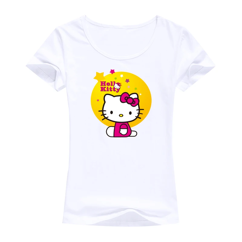 2016 harajuku топы футболки kawaii Hello Kitty Повседневная футболка высокого качества Модная