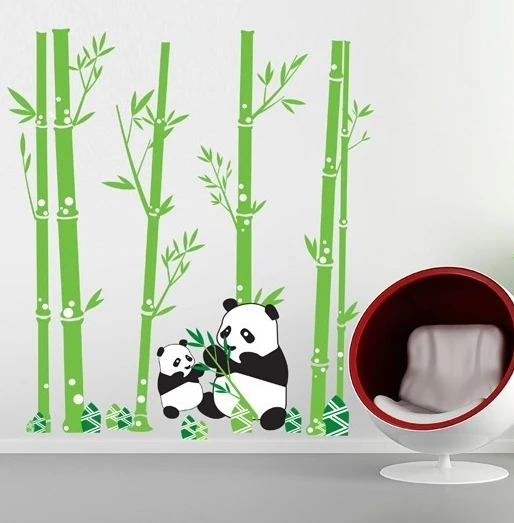 Панда Бамбук ёлки наклейки на стену Дети Зеленые Растения винил wallpapar росписи для