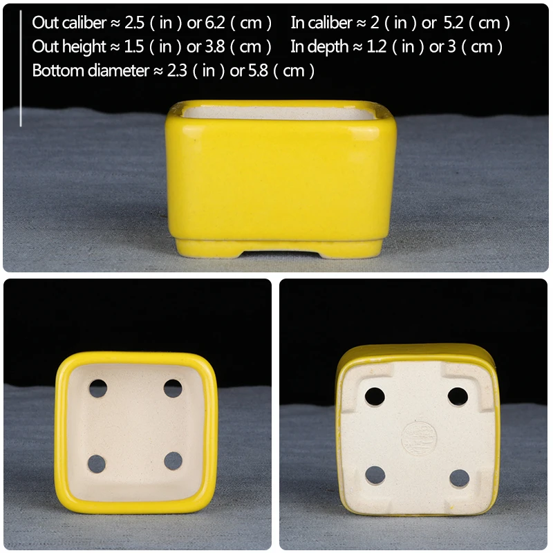 Бонсай горшок цветочный мини глазурованный четырехъядерный квадратный бонсай