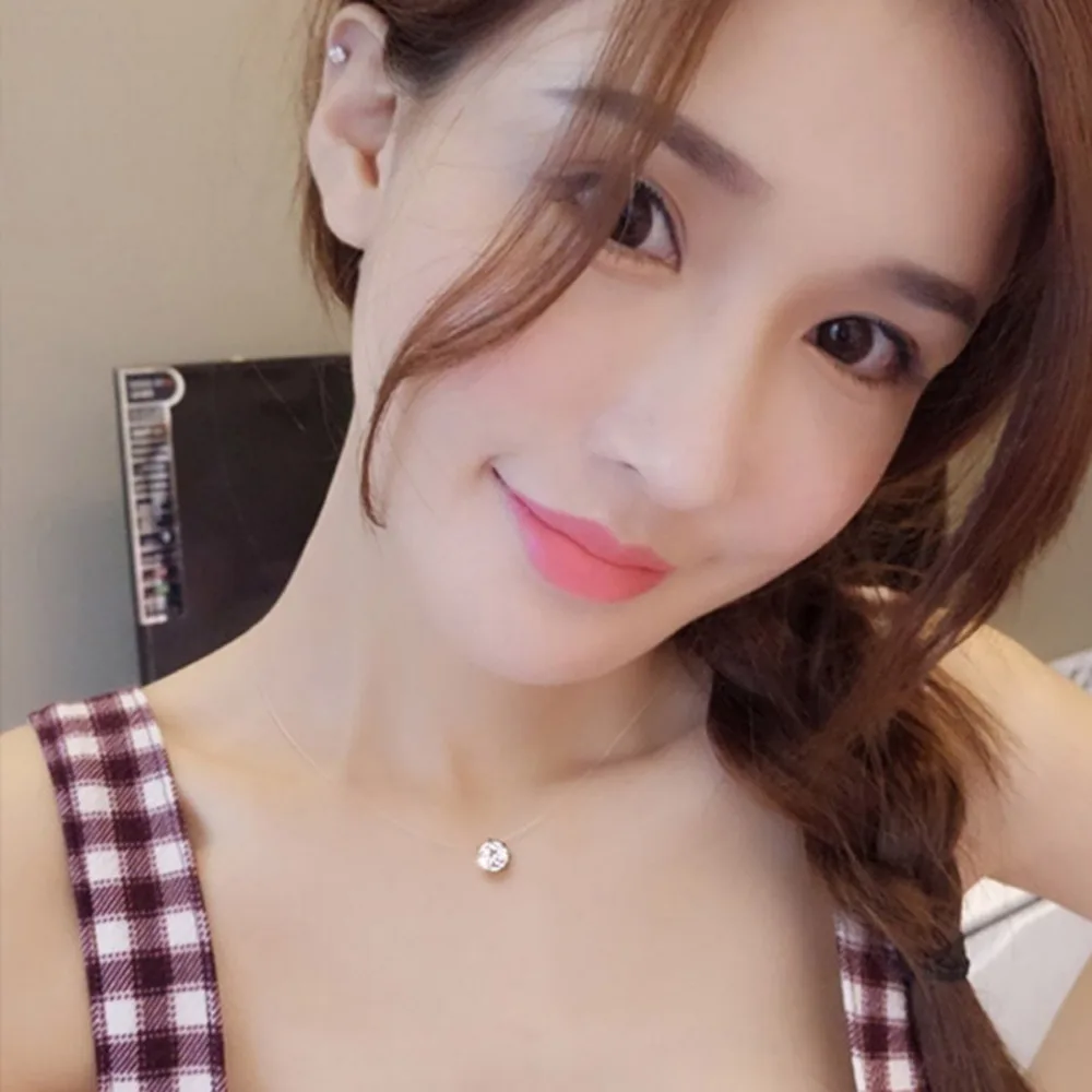 1 шт. женское колье до ключицы невидимая леска простая блестящая циркониевая