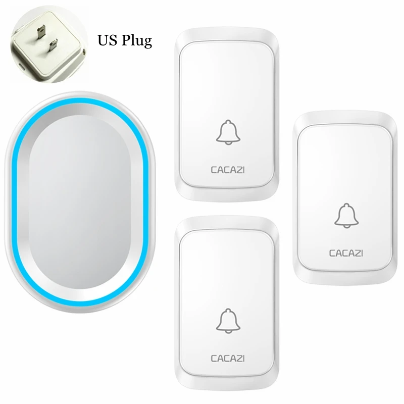 White 3x1 US CACAZI дома беспроводной Intelligent дверные светодиодный звонки LED ночь легкий колокольчик водостойкий 58 куранты 300 м удаленного 3 кнопки 1 приемник США ЕС Plug - Цвет: White 3x1 US