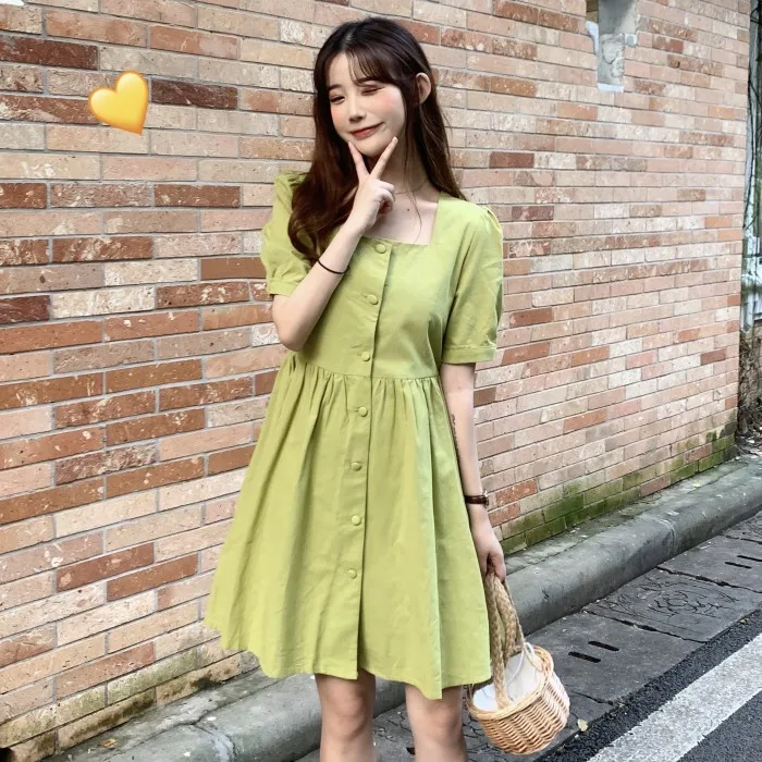 Летние мини платья Лидер продаж женское корейское японское консервативное