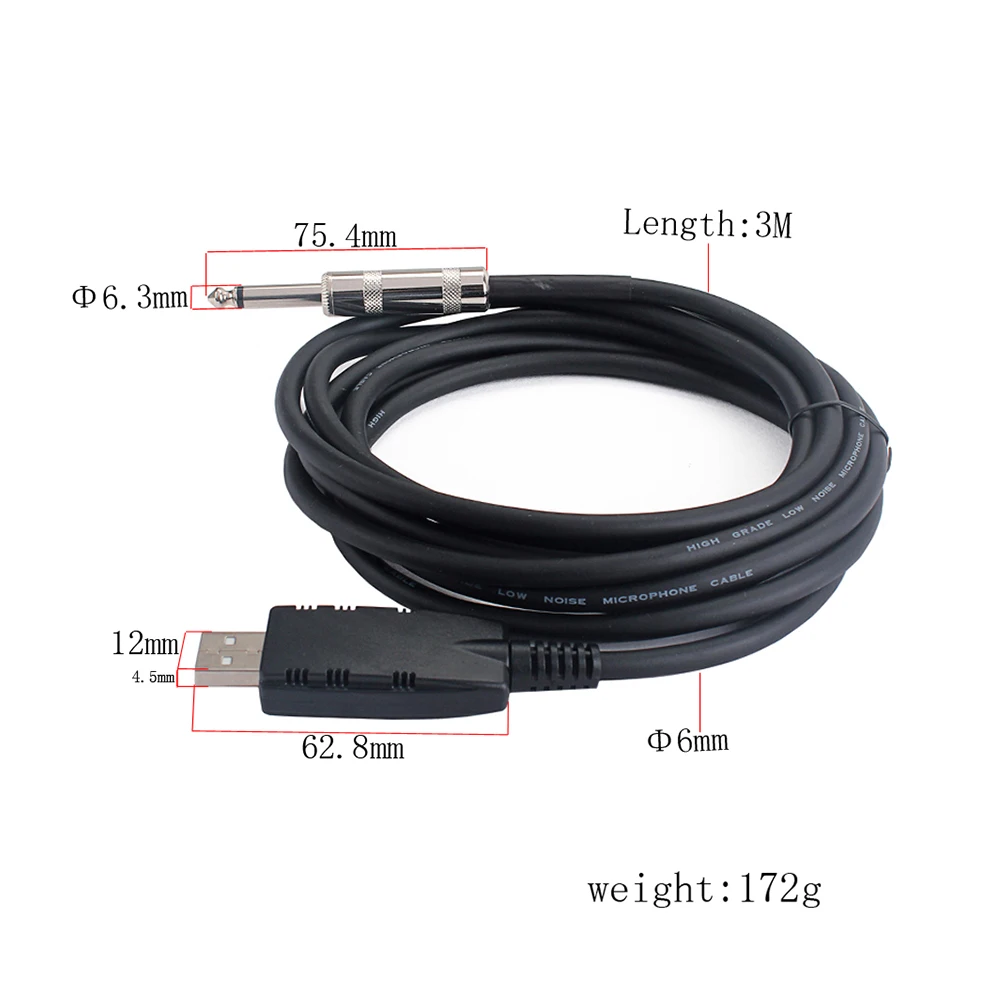 Гитарный кабель высокого качества USB интерфейс прочный 6 3 мм Премиум конвертер