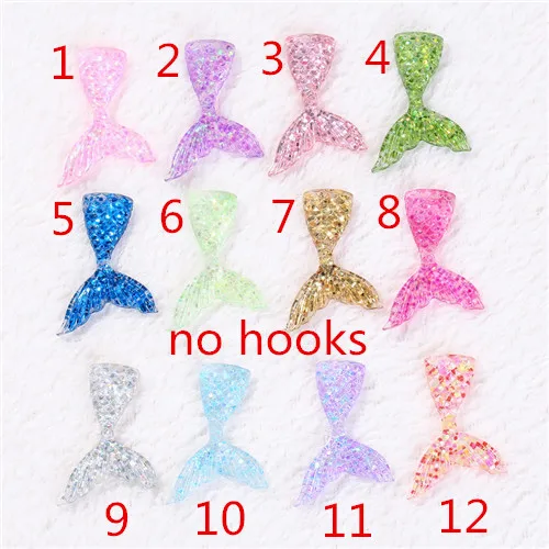 no hook 20 штук 47*31 мм хвост русалки плоские резиновые кабошоны очарование ювелирные изделия ожерелье Подвески на брелки для ключей для DIY украшения - Окраска металла: no hook