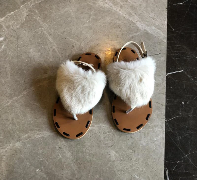 Stylesowner летние сандалии на плоской подошве с мехом гладиаторы бежевый белый