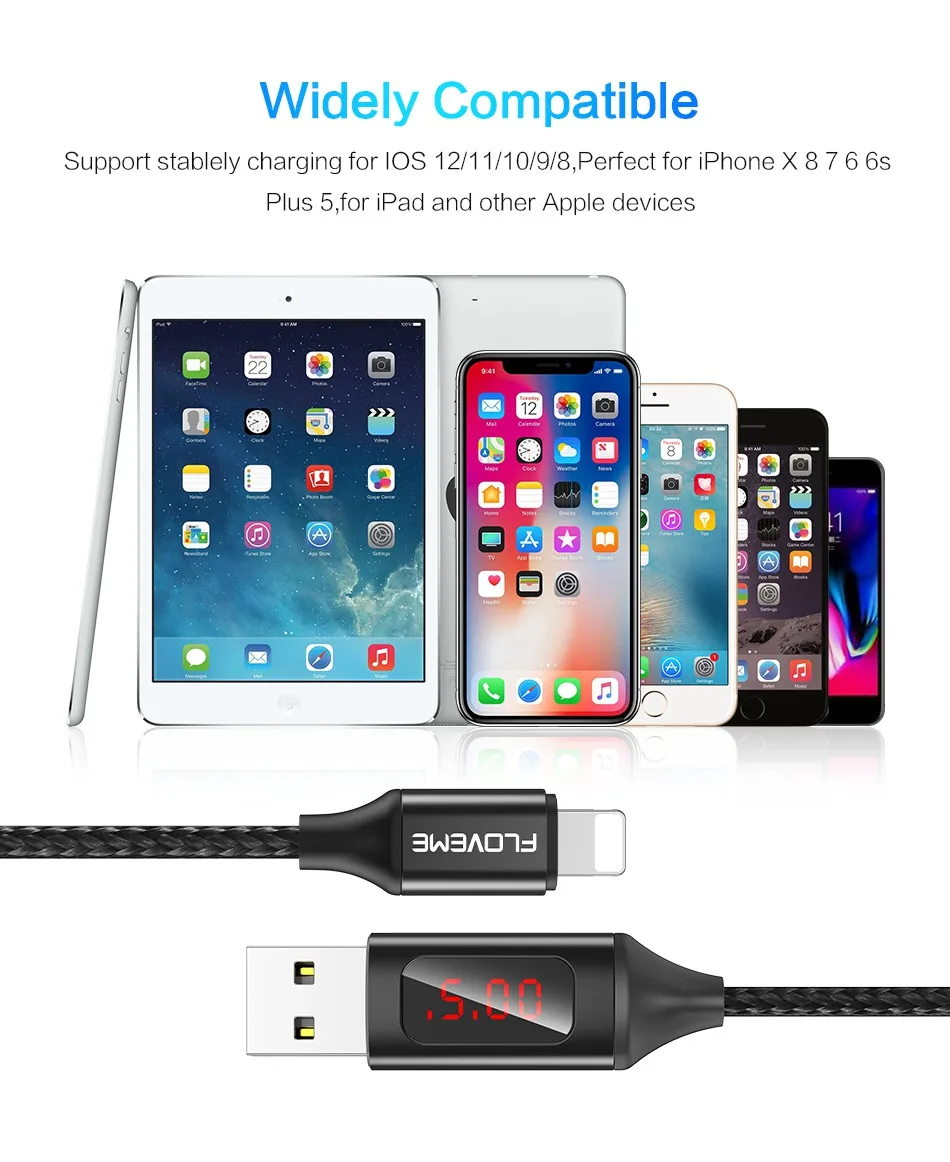Светодиодный usb-кабель FLOVEME для iPhone, samsung Galaxy, Micro USB type-C, прочный нейлоновый кабель, зарядный провод для huawei, Xiaomi
