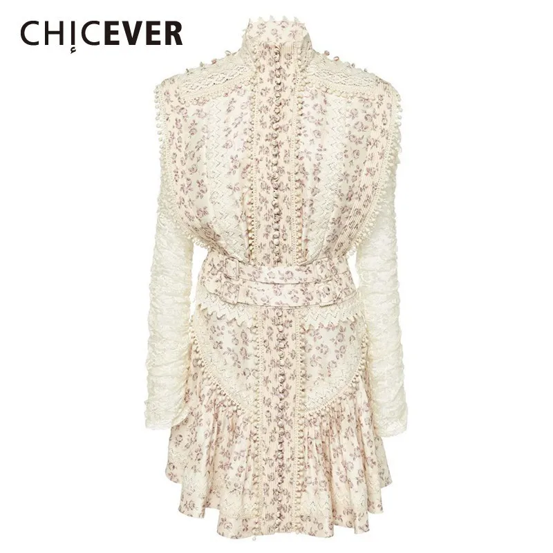 Женское лоскутное платье CHICEVER корейское кружевное трапециевидной формы с