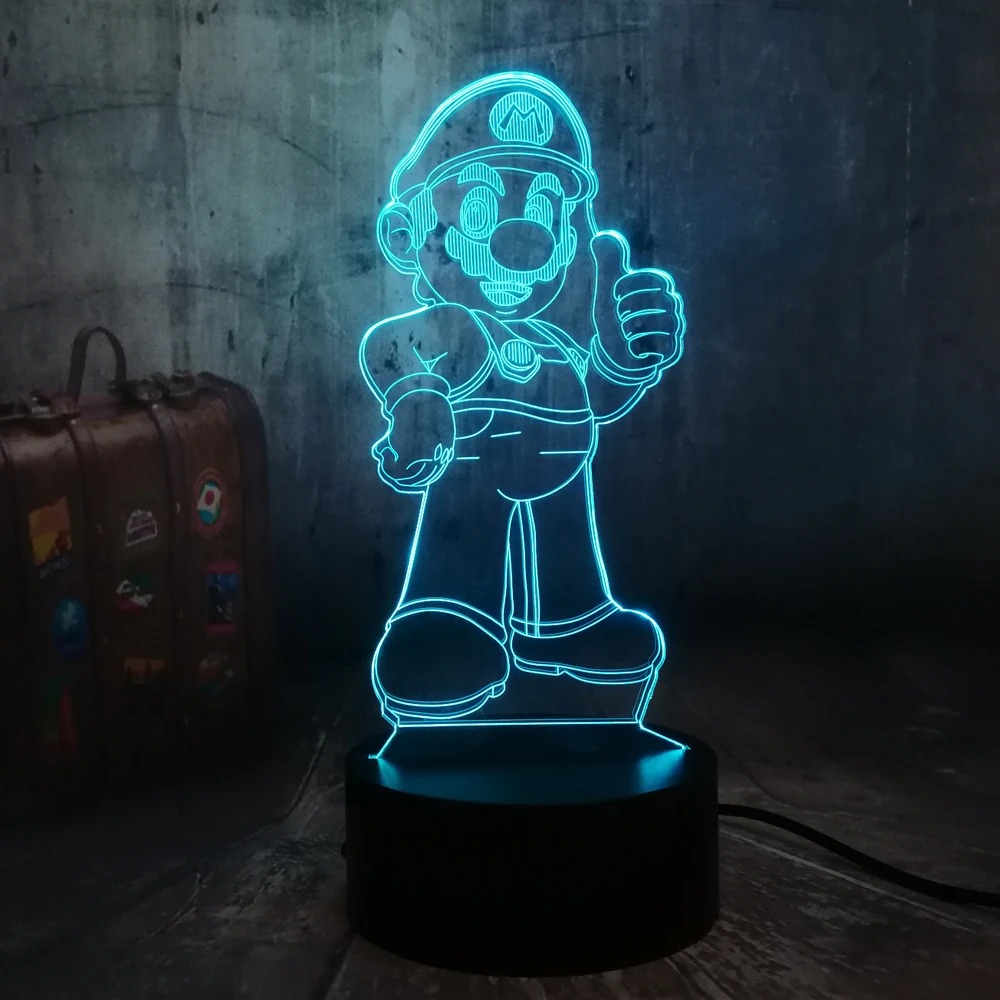 Игра Super Mario Bros. Ночной светильник 3D иллюзия светодиодный 7 цветов сенсорный пульт
