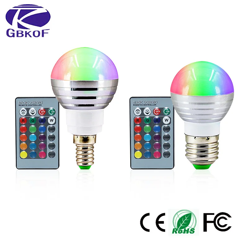 3 Вт RGB светодиодный лампы E27 E14 ампулы светодиодный 16 Цвет Magic светодиодный ночной Светильник лампы 110V 220V затемнения светильник 24key контроллер bombillas светодиодный