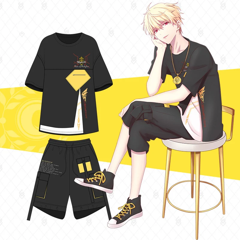 Аниме! Fate/Grand Order FGO Gilgamesh/футболка костюм Униформа косплей Cosutme летние модные шорты
