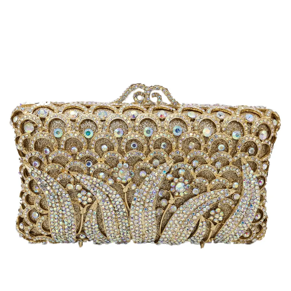 Boutique De FGG элегантный Для женщин Цветочный клатч кристалл вечерние сумки алмаз металл Minaudiere Сумки Свадебная вечеринка вечерняя сумочка