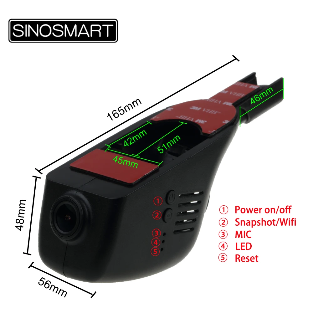 SINOSMART специальный скрытый автомобиль Wifi DVR камера для Toyota Corolla/Prius/Camry/Prado/Highlander и т.