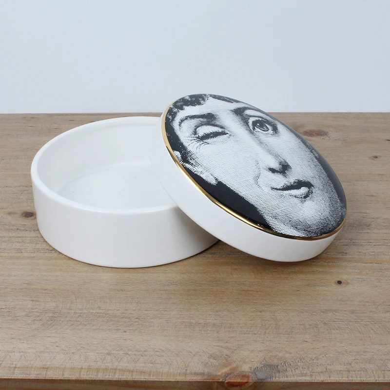 Европейская винтажная керамическая коробка для хранения Fornasetti, роскошный подарок, серьги для хранения ювелирных изделий, лоток, туалетный столик, декоративные аксессуары