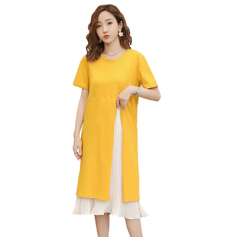 Envsoll M-2XL Maternity Summer Dress Short Sleeve Cotton Chiffon Pregnant Blue Yellow Pregnancy Clothes For Women | Мать и ребенок