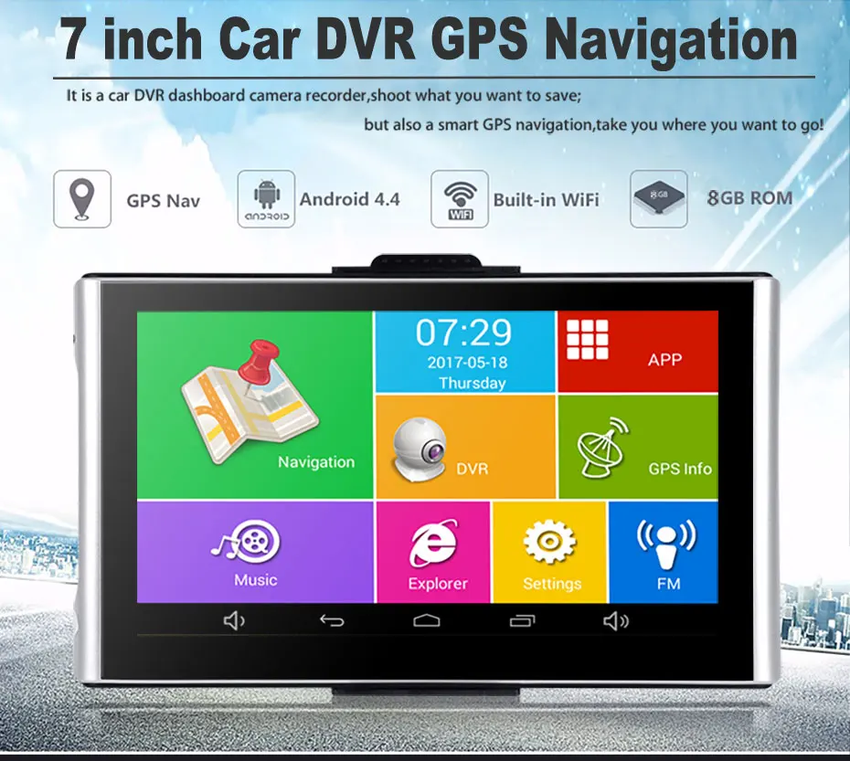 XGODY " Автомобильная камера DVR gps Android 512M 8 ГБ/16 Гб Сенсорный экран навигация автомобиля 1080P WiFi AvIn карта Dashcam навигатор