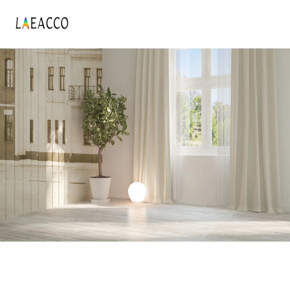 Laeacco интерьерные зеленые растения оконные занавески Солнечный свет фотографии фоны индивидуальные фотографические фоны для фотостудии