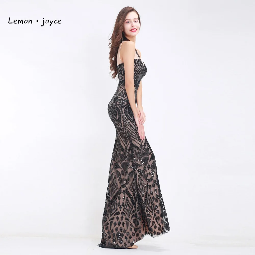 Lemon joyce черные вечерние платья для женщин 2020 элегантные с o-образным вырезом без