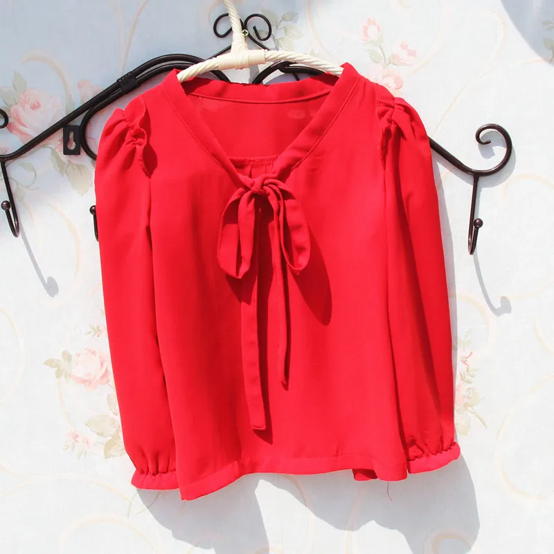 Girls Blouses Children Clothing Girl Clothes 2019 Autumn Big Kids Long Sleeve Chiffon Shirt School Blouse Age 2-16T | Мать и ребенок