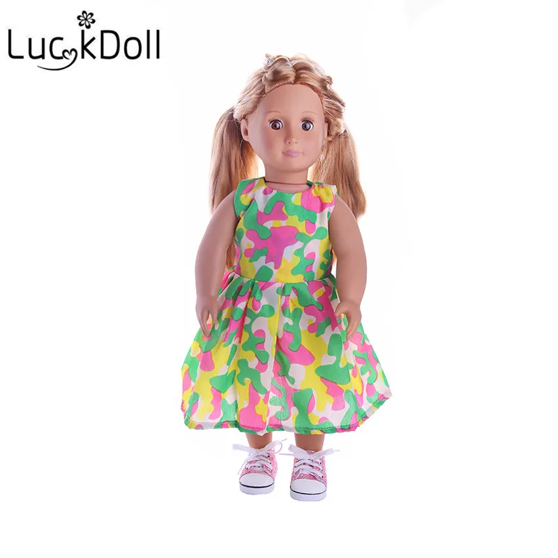 LUCKDOLL новое платье подходит для 18 дюймов Американский 43 см детская кукла одежда