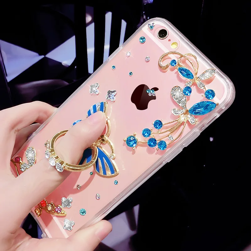 Для Samsung Galaxy S6 S7 S8 Edge Plus Примечание 3 4 5 Luxury Симпатичные С кристалалми и стразами