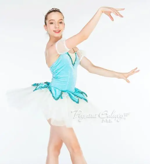 Балетное платье для танцев балетное взрослых детское пачка синего цвета размер S