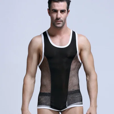 Сексуальное мужское нижнее белье сетчатый мужской топ на бретелях сексуальный