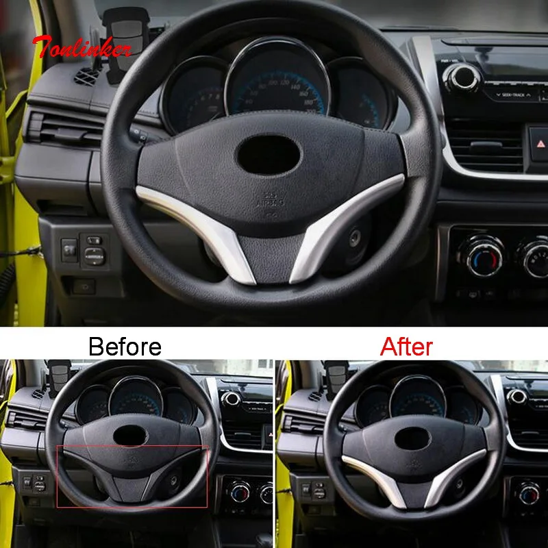 Tonlinker интерьерная панель рулевого колеса наклейки для Toyota Vios/Yaris 2014 19