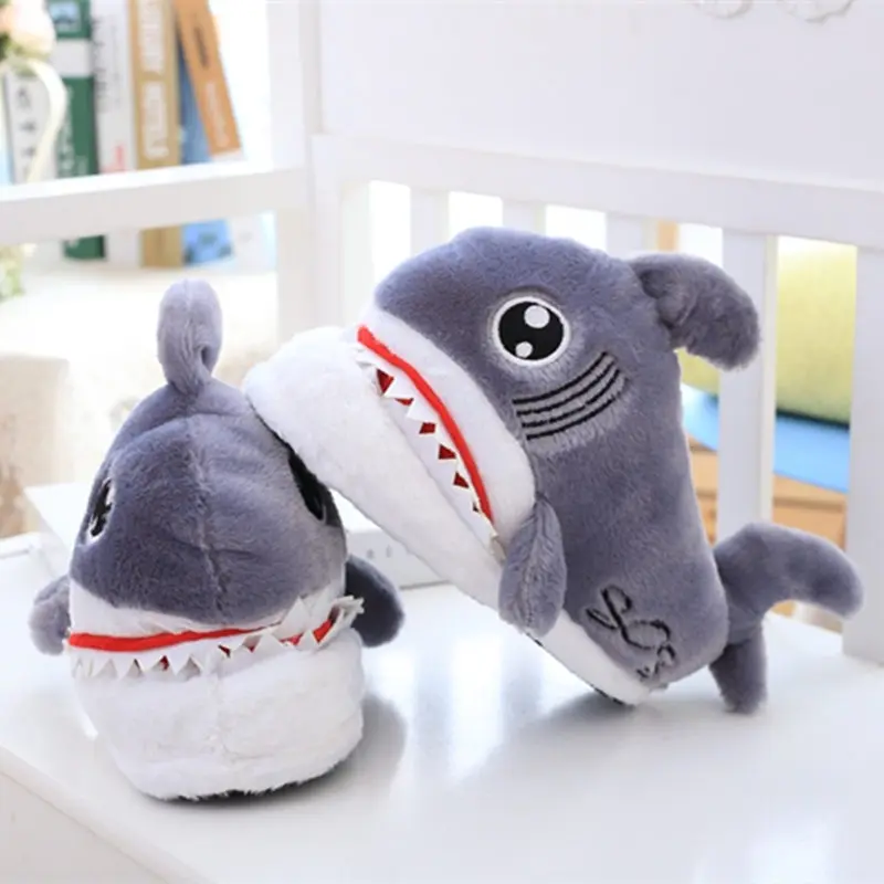 1 пара милые плюшевые животные игрушки Shark в форме обувь зимняя внутренние для