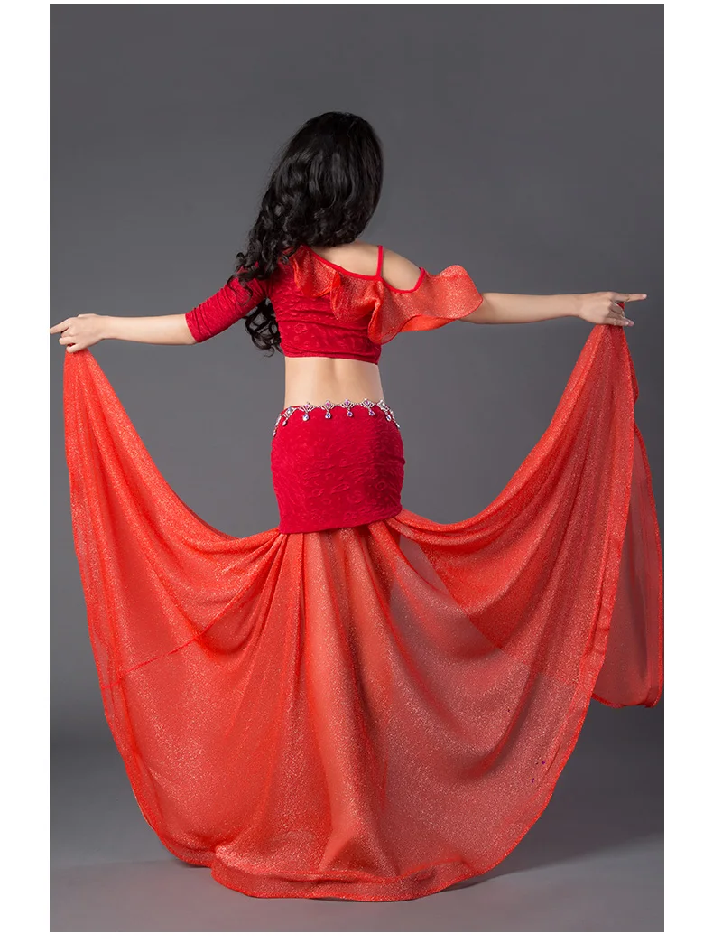 Children child girl Bellydance oriental Belly haie swinging baladi eastern Indian dance dancing costume bra belt skirt dress set |