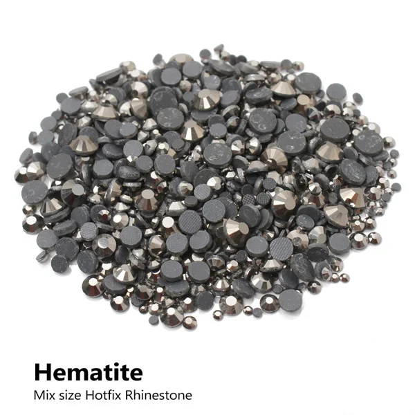Hematite Горячая Распродажа, 30 цветов, смешанные размеры, горячая фиксация, стразы, 2000 шт., стразы с плоским основанием для одежды, сумки для обуви - Цвет: Hematite