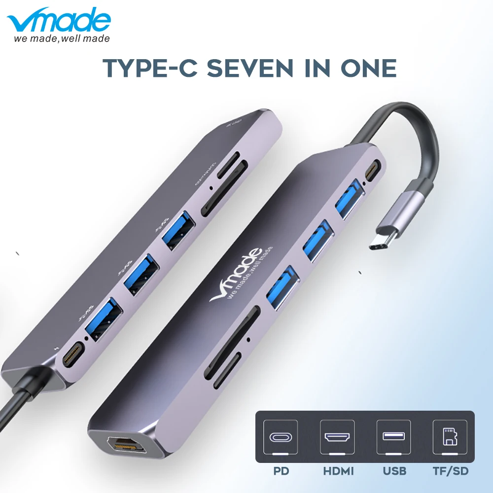Vmade USB3.0 концентратор USB C к HDMI SD/TF карта Thunderbolt 3 адаптер для MacBook Samsung Galaxy S9 Huawei Mate 10 P20