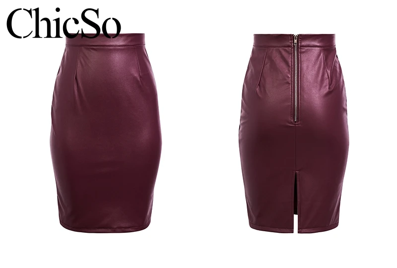 MissyChilli зимняя черная кожаная юбка для женщин Сплит bodycon красная юбка с высокой талией женские сексуальные вечерние элегантные юбки для клуба Новые