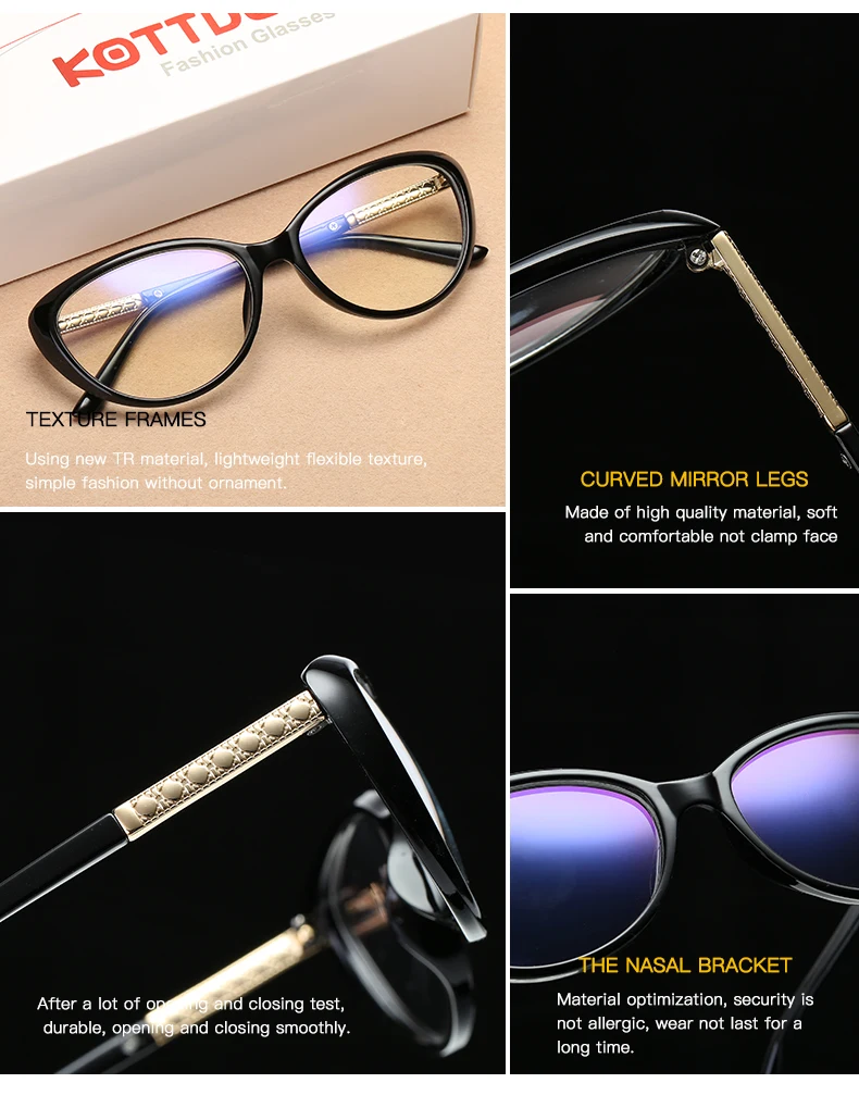 

2020 Spectacle frame cat eye Glasses frame clear lens Women brand Eyewear optical frames myopia nerd black red eyeglasses frame