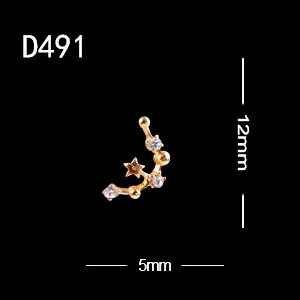 10pcs D491 TSZS 10 шт./лот специальный дизайн 12 Созвездие форма дизайн ногтей украшения своими руками сборный горный хрусталь ювелирные изделия металлические аксессуары - Color: 10pcs D491