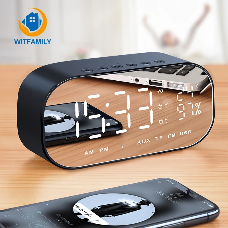 Multifunction Digital Temperature Alarm Clock Wireless Bluetooth Table with Speakers Home Mini LED Display | Дом и сад