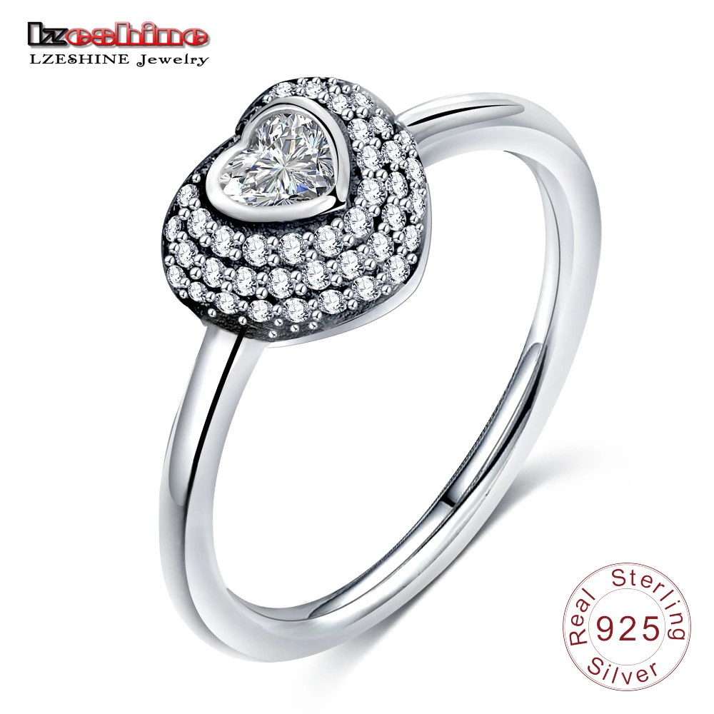 LZESHINE любящее сердце Форма кольца с AAA кубический цирконий 925 ювелирных изделий