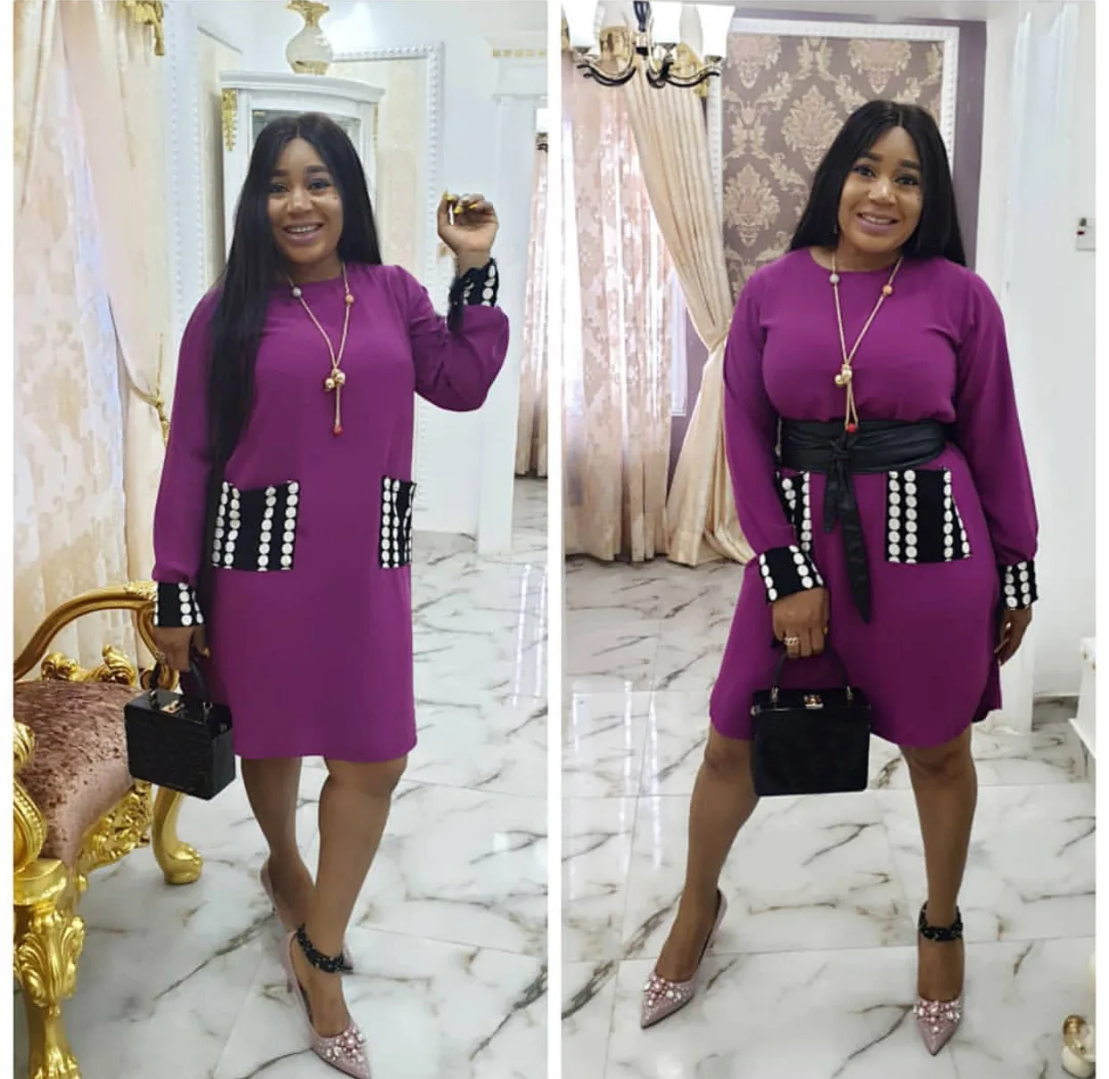 Женское платье с длинным рукавом и поясом на талии скромная стильная африканская