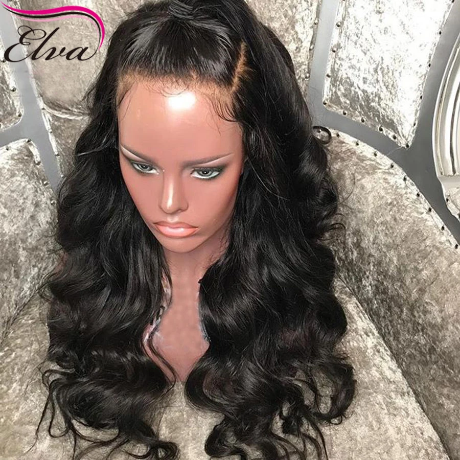 Elva волосы 150% полный кружево человеческие парики предварительно сорванные с