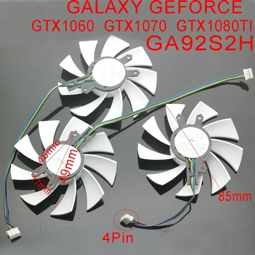 GA92S2H-PFTE 12 В 0.35A 4Pin 85 мм VGA вентилятор для GALAXY GEFORCE GTX1060 GTX1070 GTX1080 TI HOF Видеокарта кулер вентилятор охлаждения - Цвет лезвия: GA92S2H - 3PCS
