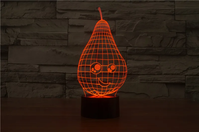 3D ночник груша USB Led Настольная лампа Милая улыбающееся лицо детское спальное