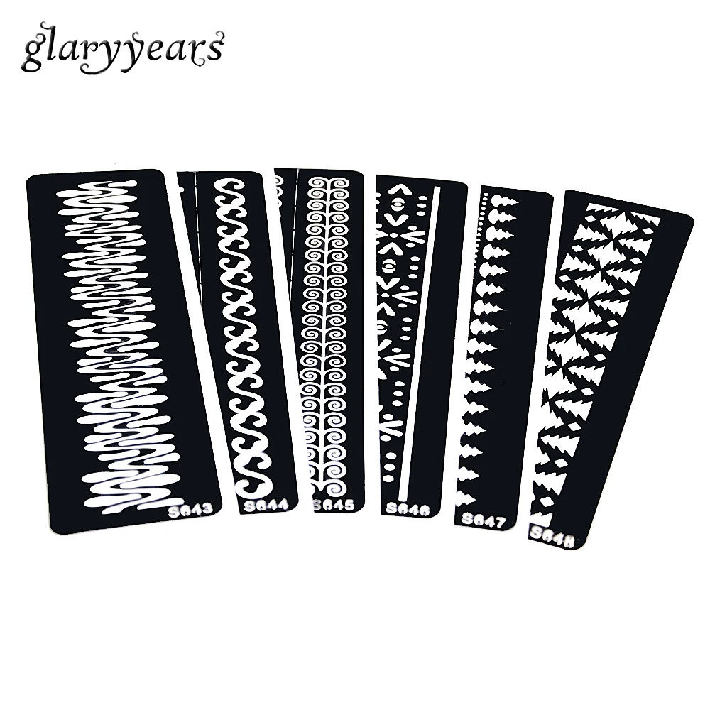 6 шт. пустотелая хна трафарет для татуировки Рождественская елка снежинка