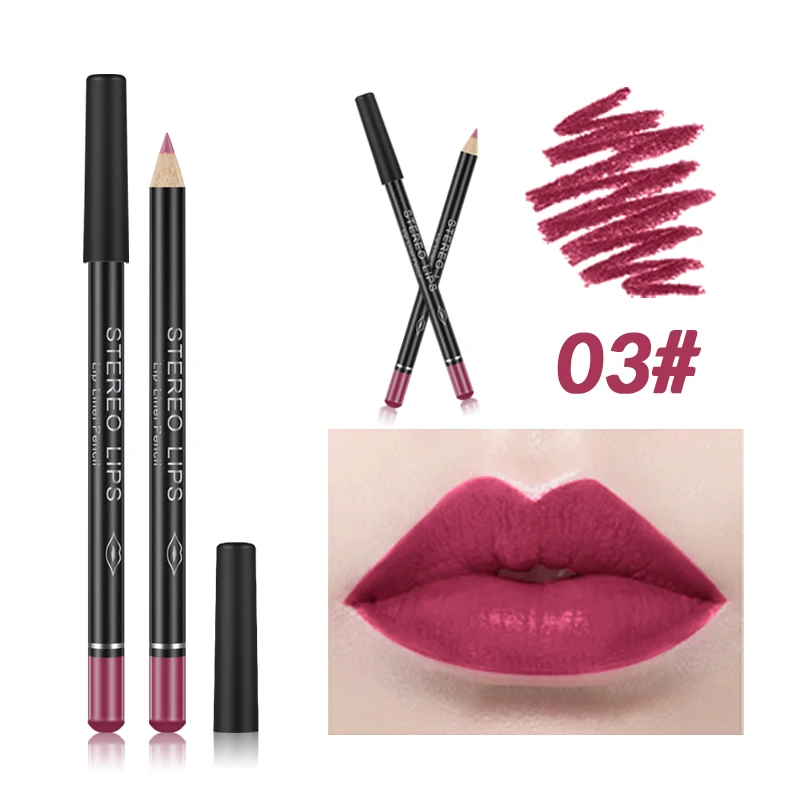 03 1 шт 12 Цветов Matte Lip Liner Pencil стильный Соблазнительная помада Водонепроницаемый прочного красота макияж губы карандаш - Цвет: 03